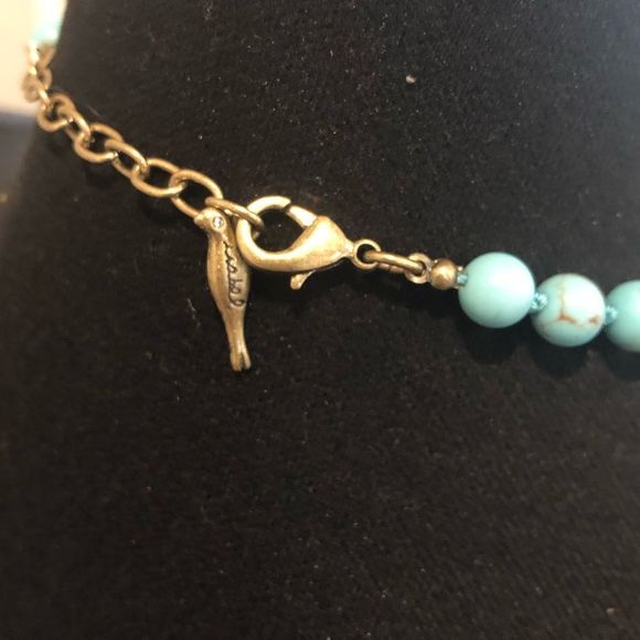 CHLOE and ISABEL Turquoise, Opal, Lapis Lazuli Inlay Antique Gold Plate Necklace - Picture 8 of 10